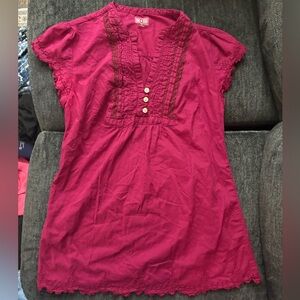 Converse Magenta Blouse with Ruffle Detail